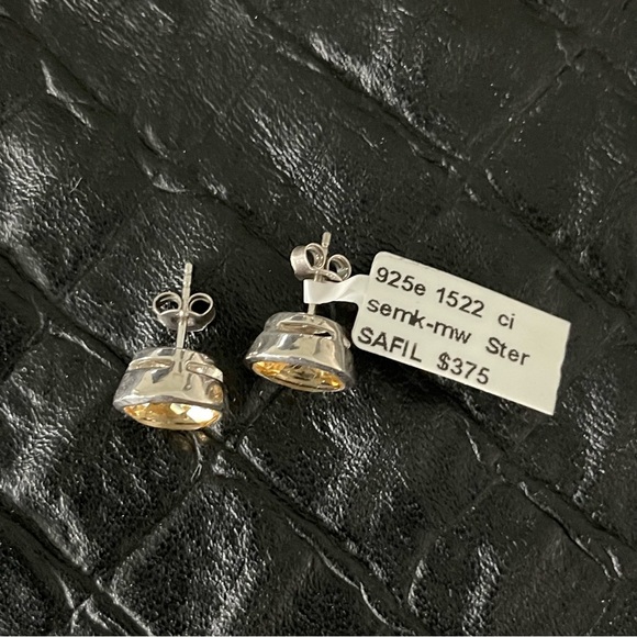 Sterling Silver 925 Large Citrine Earrings - Picture 7 of 9